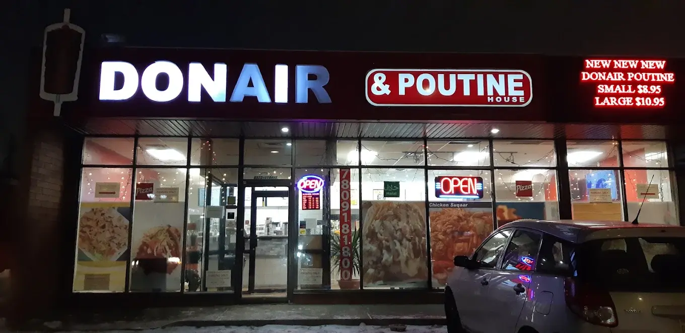 Donair and Poutine House storefront at 8523 118 Ave NW, near Delton in Edmonton, AB