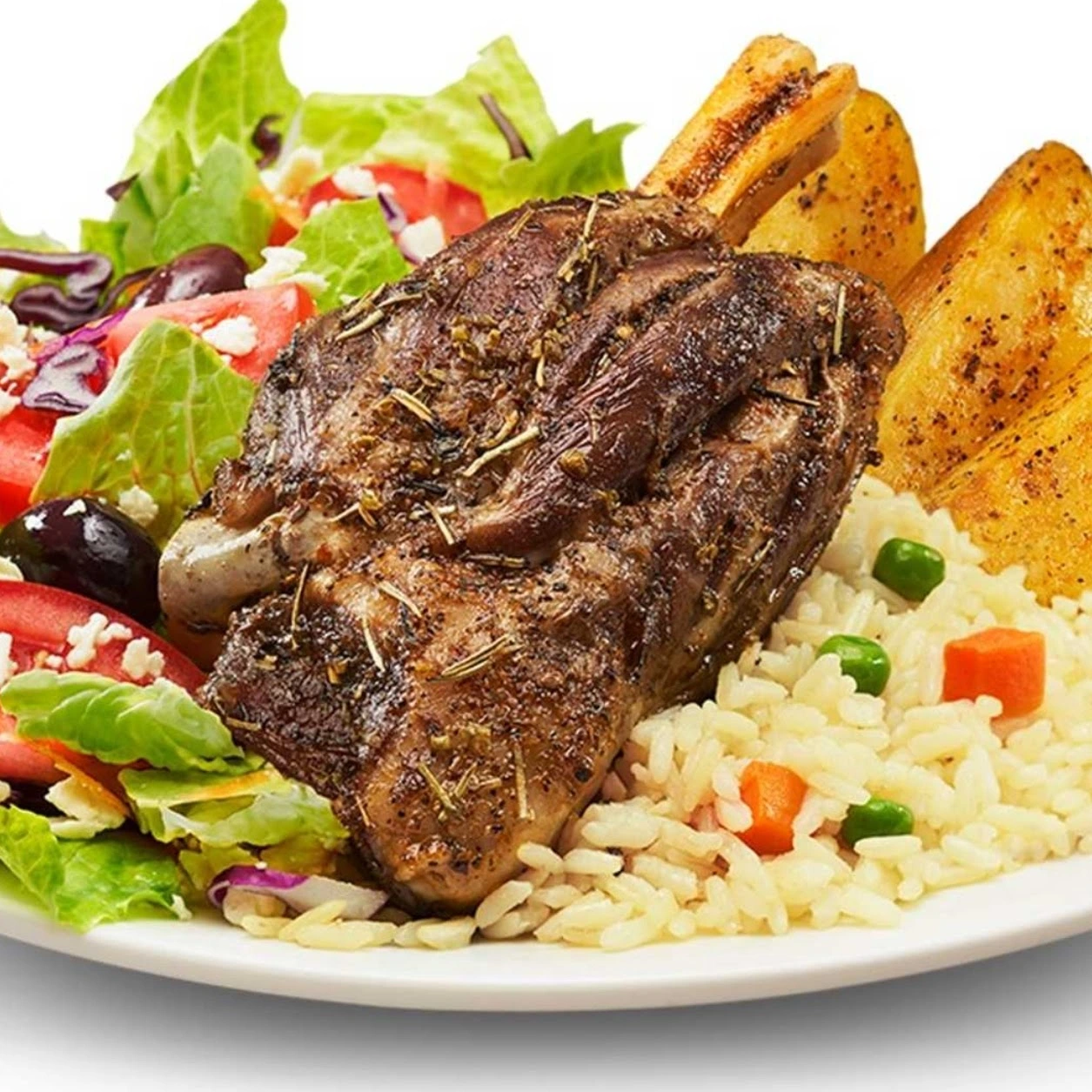 Slow-braised lamb shank with herbs at Donair and Poutine House in Edmonton, AB